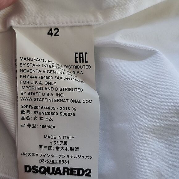 DSQUARED2 Cotton Blouse with Tie - Picture 12 of 12
